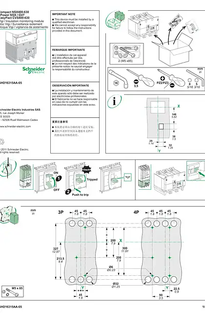schneider施耐德Compact NSX400-630_ FPower NSX_GV7_ Easypact CVS400-630 - Vigi_Insulation monitoring module - 说明页